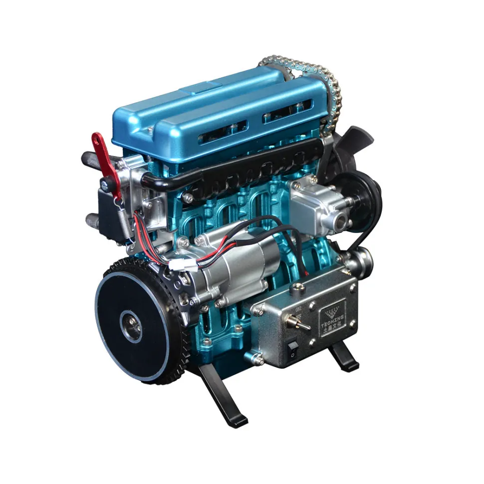 V4 Car Engine Assembly Kit Full Metal 4 Cylinder Car Engine Building Kit