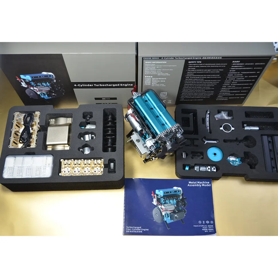 V4 Car Engine Assembly Kit Full Metal 4 Cylinder Car Engine Building Kit