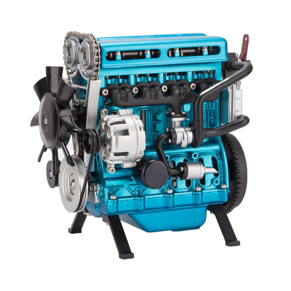 V4 Car Engine Assembly Kit Full Metal 4 Cylinder Car Engine Building Kit
