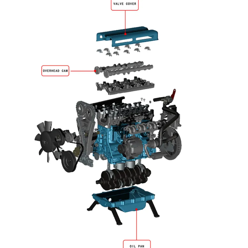 V4 Car Engine Assembly Kit Full Metal 4 Cylinder Car Engine Building Kit