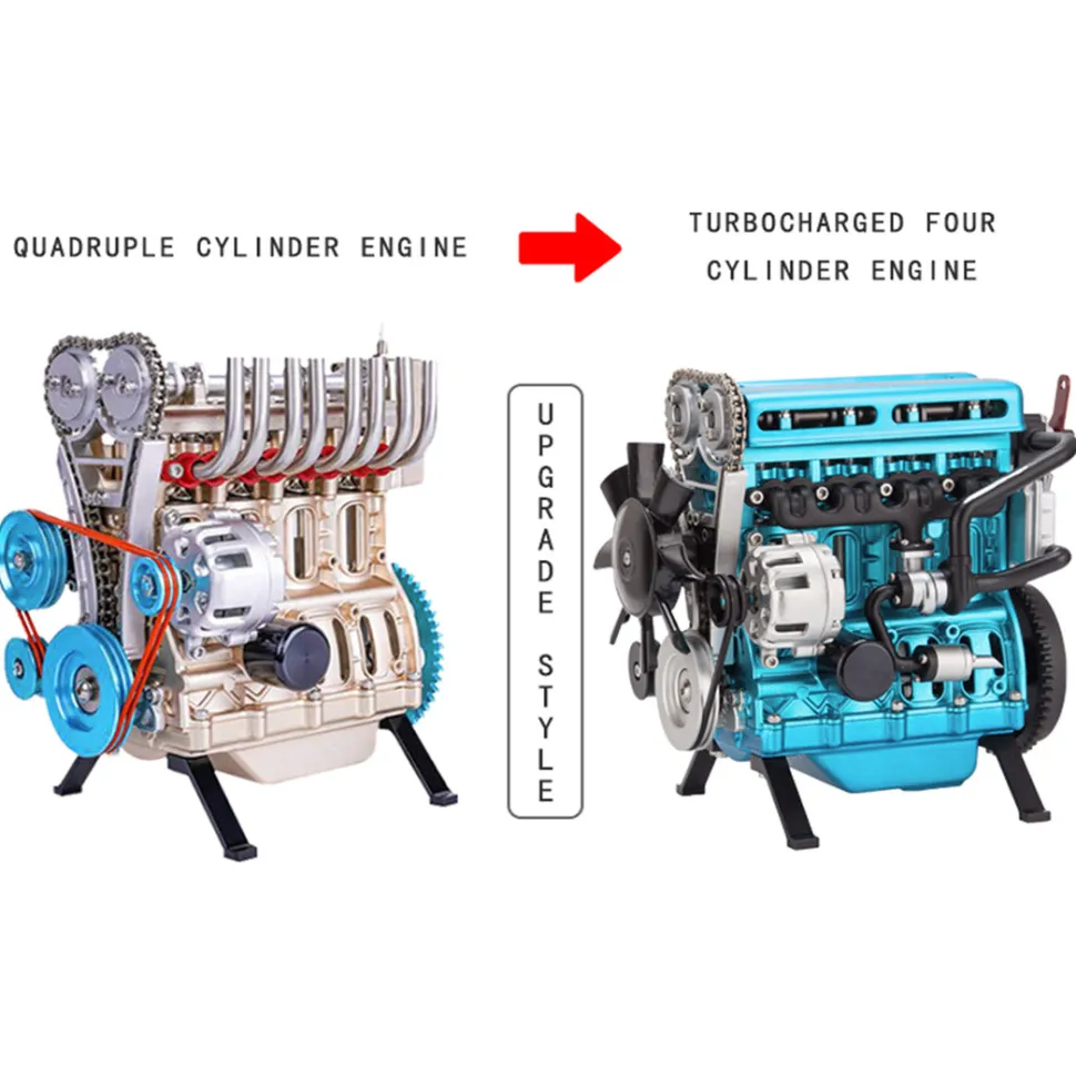 V4 Car Engine Assembly Kit Full Metal 4 Cylinder Car Engine Building Kit