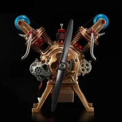 V2 Car Engine Assembly Kit Full Metal VTwin 2 Cylinder Engine Build Kit Gift for Collection (217pcs)
