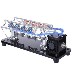 V8 Electromagnetic Engine 5V 4W 8 Coils High Speed V-Shaped Automobile Engine Model for Gift Collection