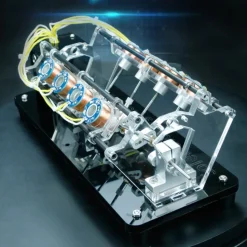 V8 Electromagnetic Engine 5V 4W 8 Coils High Speed V-Shaped Automobile Engine Model for Gift Collection