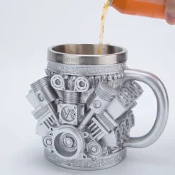 V8 Engine Coffee Cup with Stainless Steel Liner Creative Gift