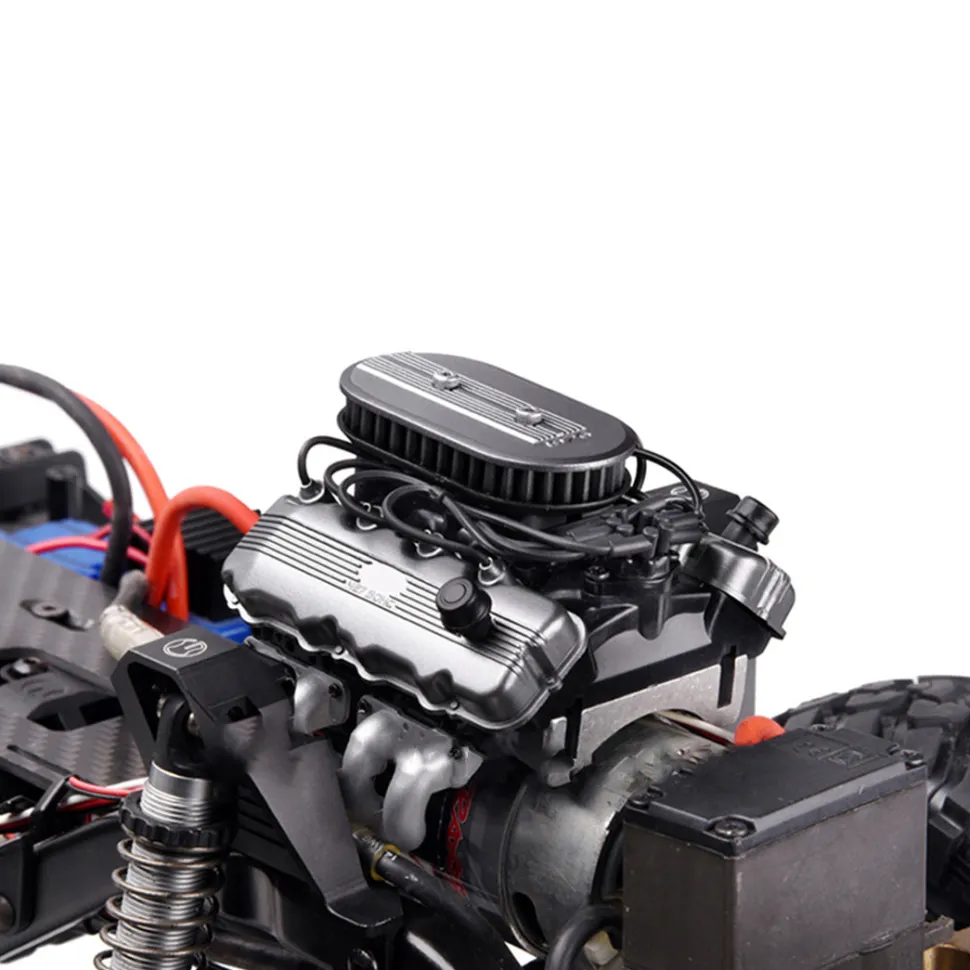V8 Engine Fan Radiator Motor Hood Kit for 1/10 RC Car GRC 1976 F76 Motor