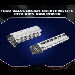 V12 Engine Model Kit that Works - Build Your Own V12 Engine - TECHING 1/4 Supercar V12 Engine Model Kit with Synchronized Throttle Sound Effects 800+PCS