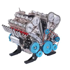 V8 Engine Model Kit that Works - Build Your Own V8 Engine - TECHING 1: 3 Full Metal V8 Car Engine Model Kit 500+Pcs