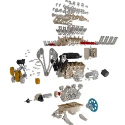 V8 Engine Model Kit that Works - Build Your Own V8 Engine - TECHING 1: 3 Full Metal V8 Car Engine Model Kit 500+Pcs