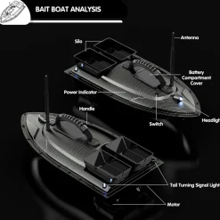 V070 GPS RC Bait Boat – 12000mAh, 500m Range, 1.5kg Dual-Hopper, 40 Waypoints