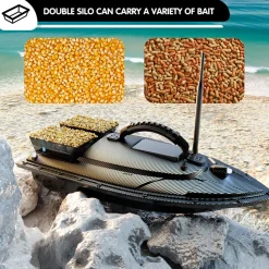 V070 GPS RC Bait Boat – 12000mAh, 500m Range, 1.5kg Dual-Hopper, 40 Waypoints