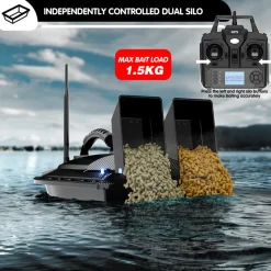 V070 GPS RC Bait Boat – 12000mAh, 500m Range, 1.5kg Dual-Hopper, 40 Waypoints