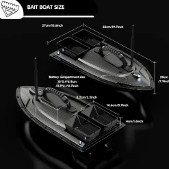 V070 GPS RC Bait Boat – 12000mAh, 500m Range, 1.5kg Dual-Hopper, 40 Waypoints