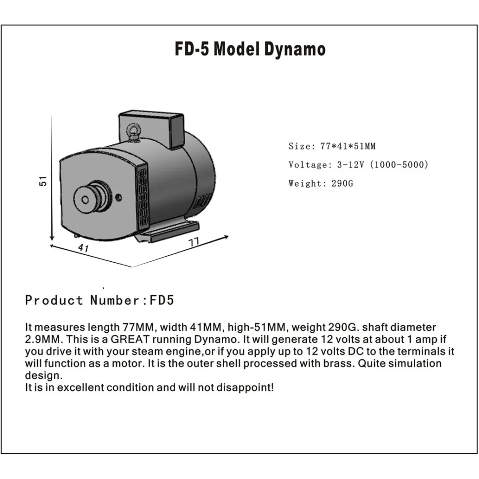 12V Miniature Motor for M12 M16 Internal Combustion Engine Model Steam Engine FD-5