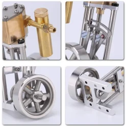V1313 Mini Vertical Single-Cylinder Steam Engine Model with Reversing Mechanism Steam-Powered Mechanical Model