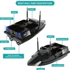 V803 RC Bait Boat - 4-Compartment, Dual Antenna, 4 Fishing Zones, 200 Waypoints