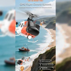 WOLFBUSH F07S UH-1 Huey – 6CH Brushless GPS RC Helicopter
