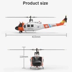 WOLFBUSH F07S UH-1 Huey – 6CH Brushless GPS RC Helicopter