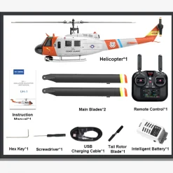 WOLFBUSH F07S UH-1 Huey – 6CH Brushless GPS RC Helicopter