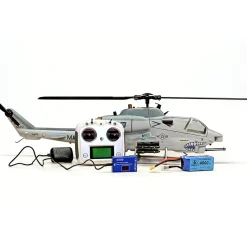 WOLFBUSH&ROBAN AH-1W Cobra 470-Class RC Helicopter-2.4G 6CH Dual-Rotor RC Military Model with GPS Positioning, Synchronized Turret & Left/Right-Hand Control RTF