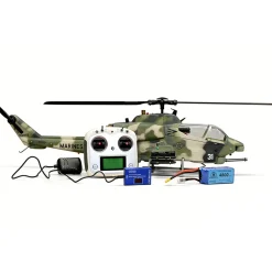 WOLFBUSH&ROBAN AH-1W Cobra 470-Class RC Helicopter-2.4G 6CH Dual-Rotor RC Military Model with GPS Positioning, Synchronized Turret & Left/Right-Hand Control RTF