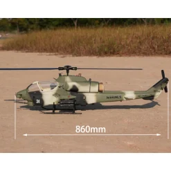 WOLFBUSH&ROBAN AH-1W Cobra 470-Class RC Helicopter-2.4G 6CH Dual-Rotor RC Military Model with GPS Positioning, Synchronized Turret & Left/Right-Hand Control RTF