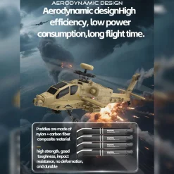 WOLFBUSH & YU XIANG F11-N AH64 Apache RC Helicopter – 1/32 Scale 2.4G 6CH Coaxial Dual Rotor with Optical Flow Altitude Hold
