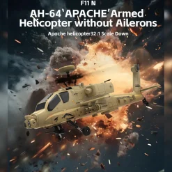 WOLFBUSH & YU XIANG F11-N AH64 Apache RC Helicopter – 1/32 Scale 2.4G 6CH Coaxial Dual Rotor with Optical Flow Altitude Hold