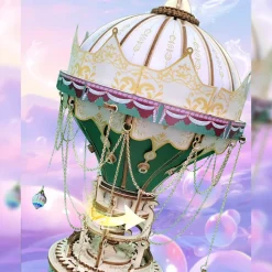 Wooden DIY Dream Hot Air Balloon Steampunk Music Box Model Kit - Handcrafted Gift