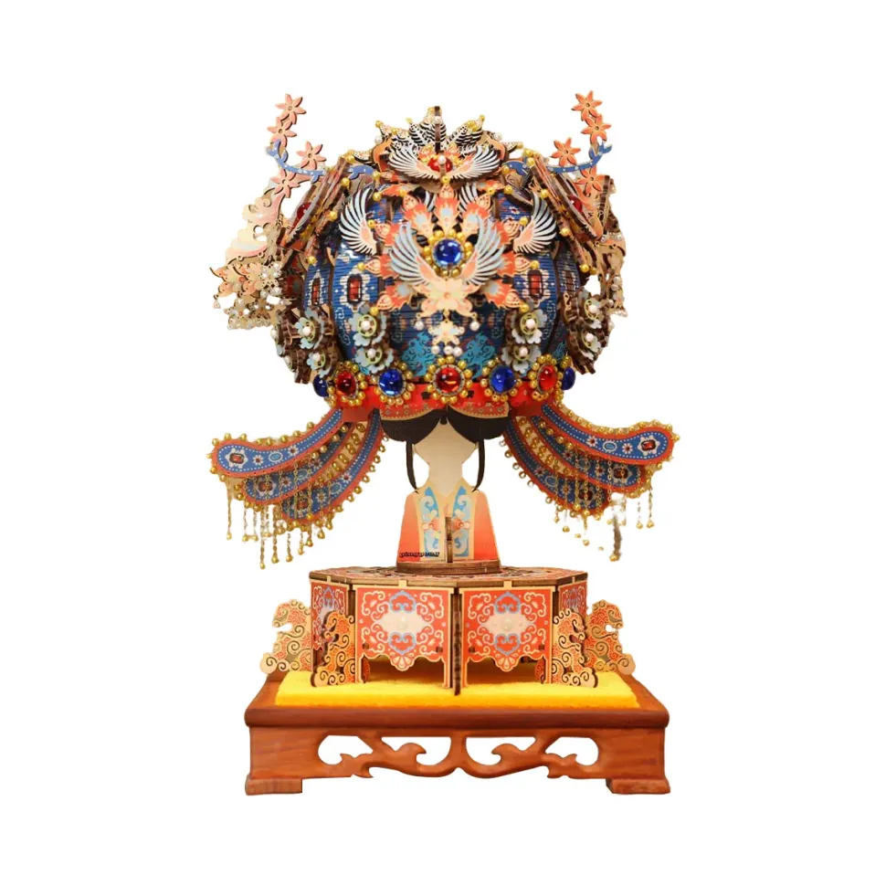 Wooden DIY Phoenix Crown Music Box Model Kit - Christmas Desk Decor