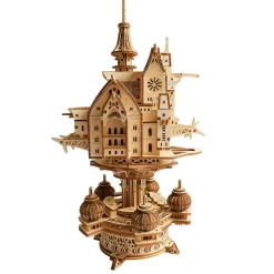 Wooden DIY Sky Sanctuary Castle 3D Model Kit - Desk Decor & Gift