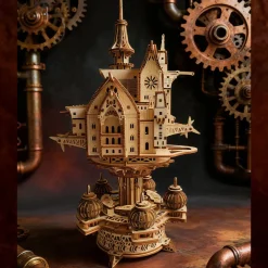 Wooden DIY Sky Sanctuary Castle 3D Model Kit - Desk Decor & Gift