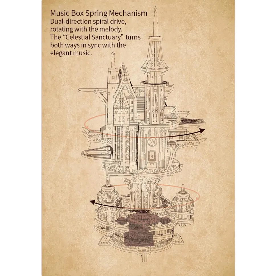Wooden DIY Sky Sanctuary Castle 3D Model Kit - Desk Decor & Gift