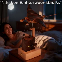 Wooden Manta Ray Bionic Marine Biological Dynamic Model