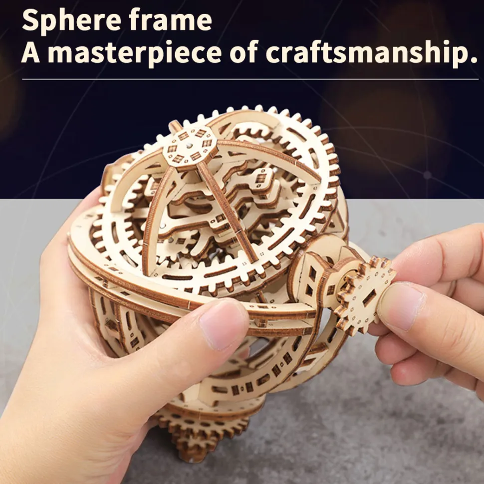 Wooden Tourbillon Timer 3D Assembly Model Kit with Mechanical Transmission