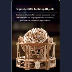 Wooden Tourbillon Timer 3D Assembly Model Kit with Mechanical Transmission