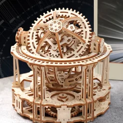 Wooden Tourbillon Timer 3D Assembly Model Kit with Mechanical Transmission
