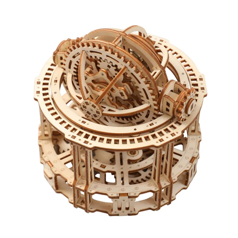 Wooden Tourbillon Timer 3D Assembly Model Kit with Mechanical Transmission