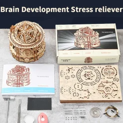 Wooden Tourbillon Timer 3D Assembly Model Kit with Mechanical Transmission