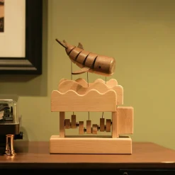 Wooden Whale Dynamic Model - Desktop Stress Relief Display (Non-Music Box)