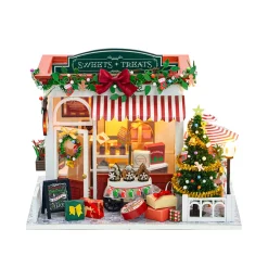 Wood Handcrafted Miniature Christmas Candy House Model Kit