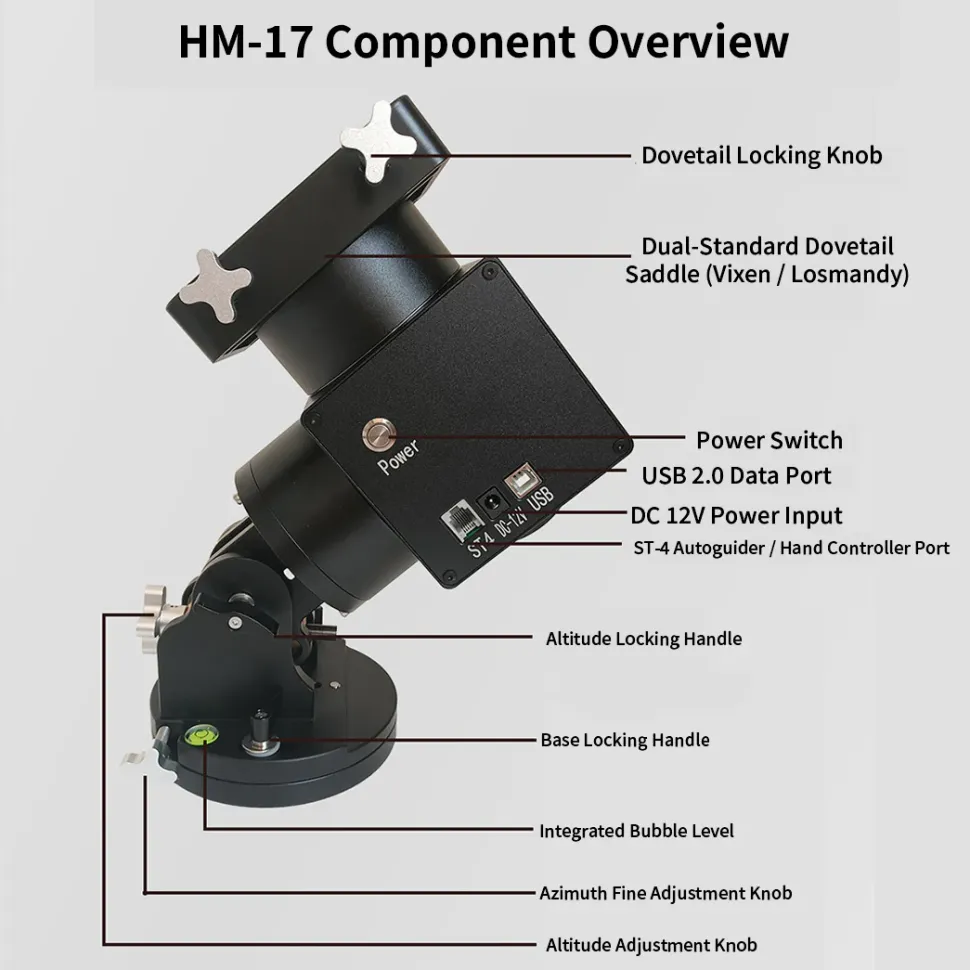 XJ HM-17 Harmonic Equatorial Mount with Hand Controller, Compatible with NINA, ASCAIR