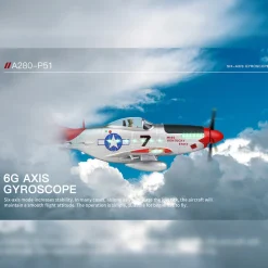 XK A280 P-51 3D/6G 2.4G 4CH Brushless Scale RC Airplane Model, 560mm Wingspan EPP Fixed Wing Aircraft with Quick Release