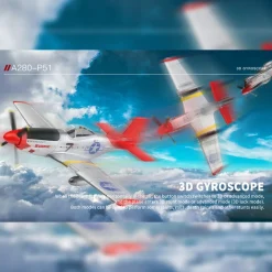 XK A280 P-51 3D/6G 2.4G 4CH Brushless Scale RC Airplane Model, 560mm Wingspan EPP Fixed Wing Aircraft with Quick Release