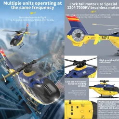 YU XIANG EC-135 RC Helicopter 1/36 2.4G 6CH Direct Drive Brushless Airplane Model with Cool lighting(RTF Version/Mode 1)