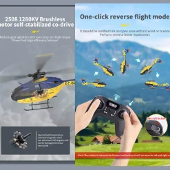 YU XIANG EC-135 RC Helicopter 1/36 2.4G 6CH Direct Drive Brushless Airplane Model with Cool lighting(RTF Version/Mode 1)