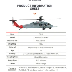 YU XIANG F09-H SH60 Seahawk 8CH RC Helicopter 1/47 Scale 2.4G Dual Brushless DD 6G/3D Stunt Copter Model