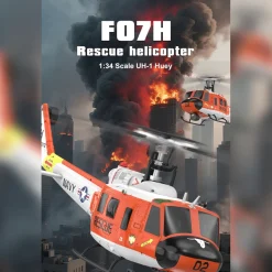 YU XIANG F07H UH-1 Huey RC Helicopter 1/34 Scale 8CH Brushless Flybarless GPS RTF with Altitude Hold & One-Key Figure 8 Flight