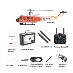 YU XIANG F07H UH-1 Huey RC Helicopter 1/34 Scale 8CH Brushless Flybarless GPS RTF with Altitude Hold & One-Key Figure 8 Flight