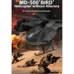 YU XIANG F119S MD500 1/16 Scale 250-Class RC Little Bird Helicopter – Flybarless 2.4G 9CH RTF Model with 6G/3D Flight Modes